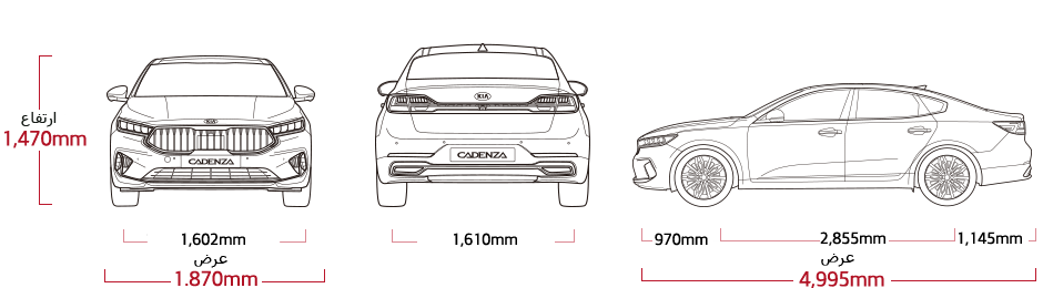 Kia Cadenza YG PE dimensions